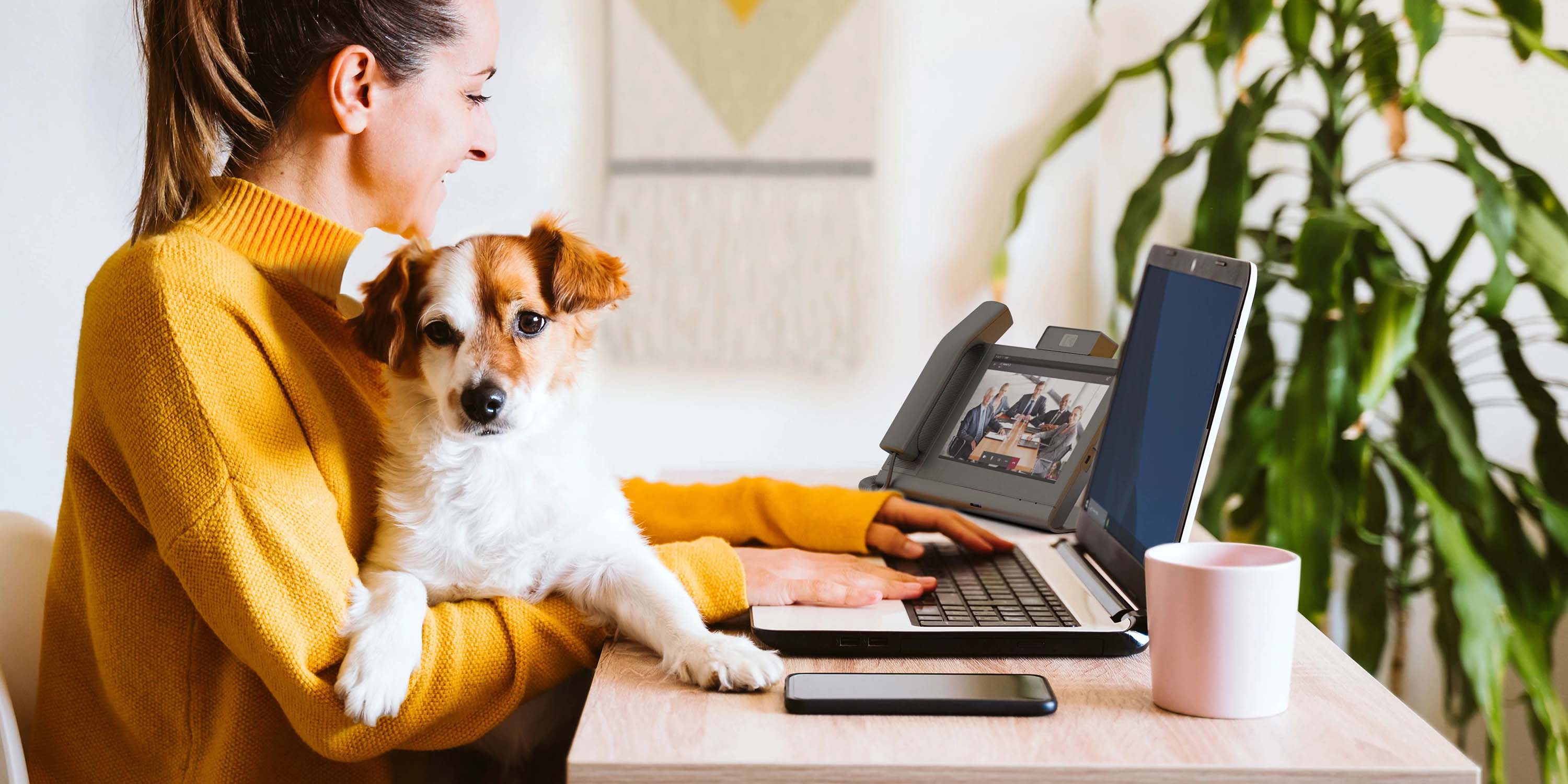 crestron technology in a home office with a wooden desk