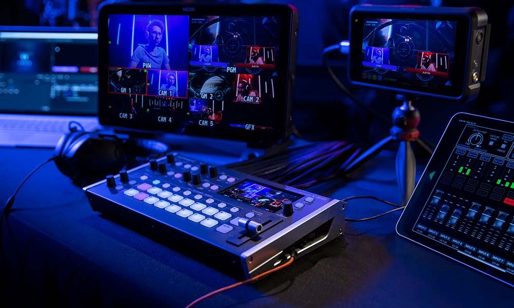 Shure microphone on desk