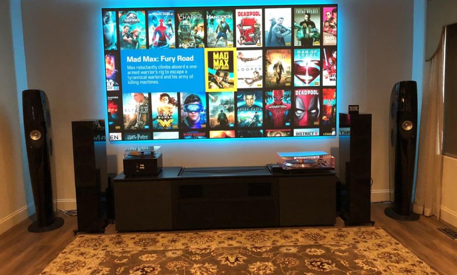 blue toned living area